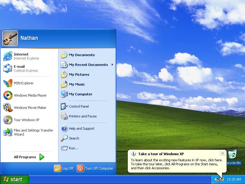 Windows XP Start Menu (2001)